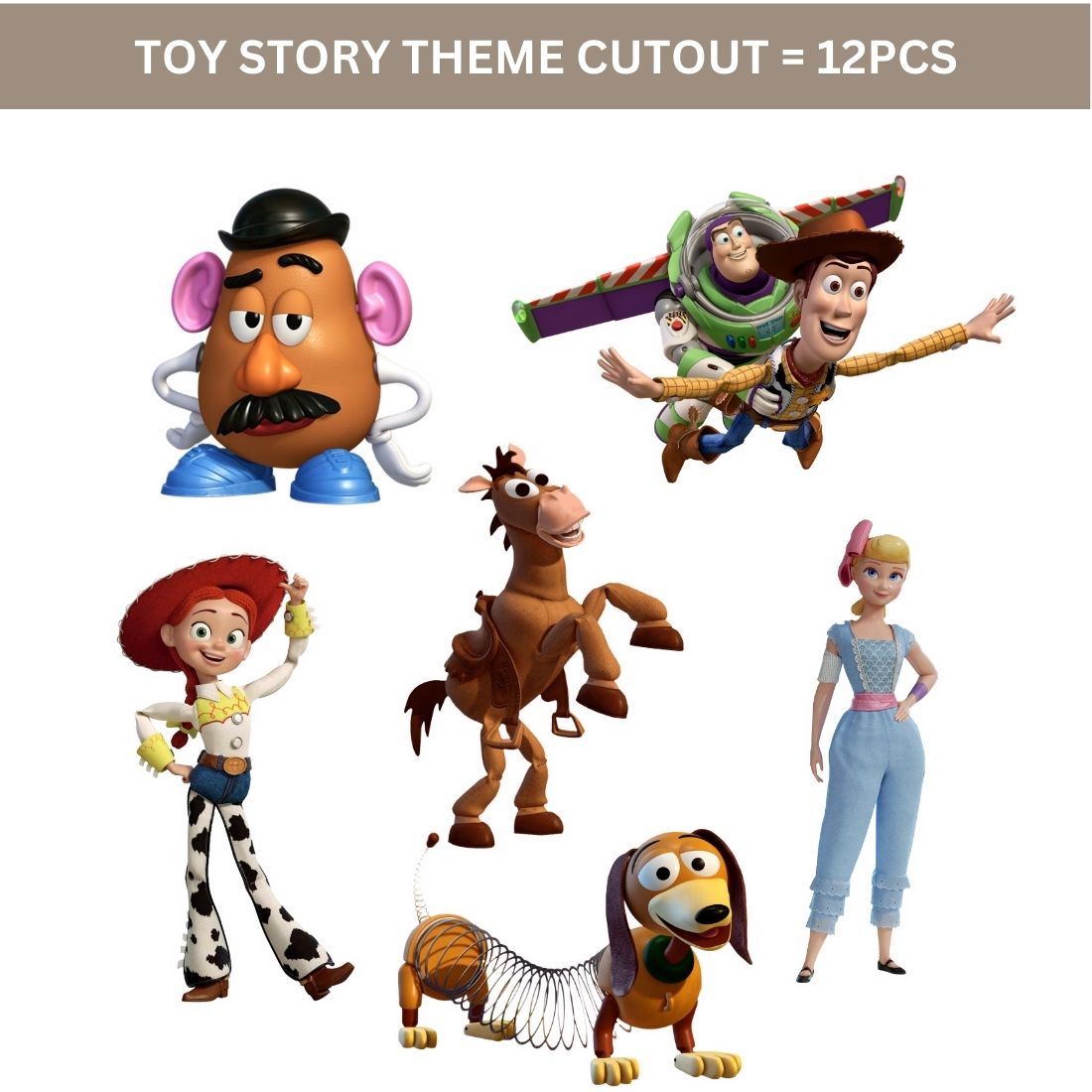 Toy Story Theme Cutout (6 inches/250 GSM Cardstock/Mixcolour/12Pcs)