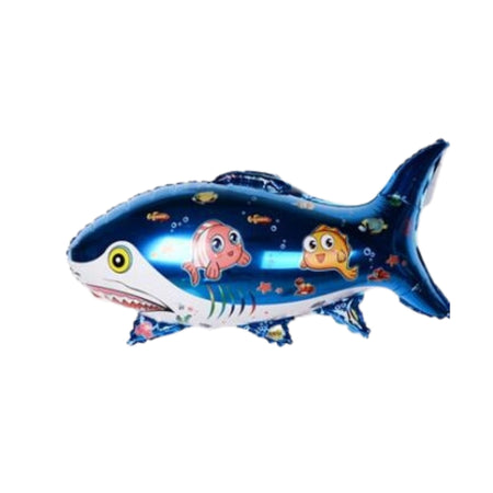 Blue Giant Shark Shaped Foil Balloons Fish Shaped Aqua Foil Balloon