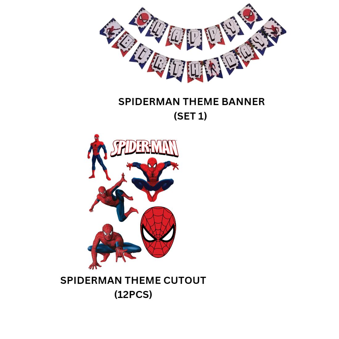 Spider Superhero Adventure Birthday Party Decorations - Banner, Cutouts, (6 Inches/250 GSM Cardstock/Mixcolour/25Pcs)