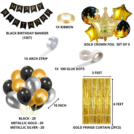 Golden Crown Theme Birthday Balloon Decoration DIY Kit (71 Pcs)