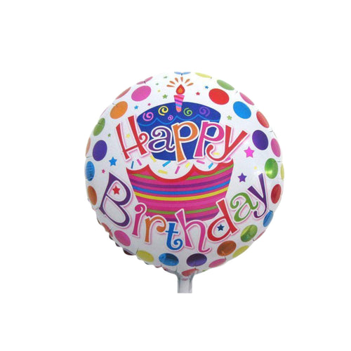 Load image into Gallery viewer, Printed Round Shape Cake Happy Birthday Foil Balloon

