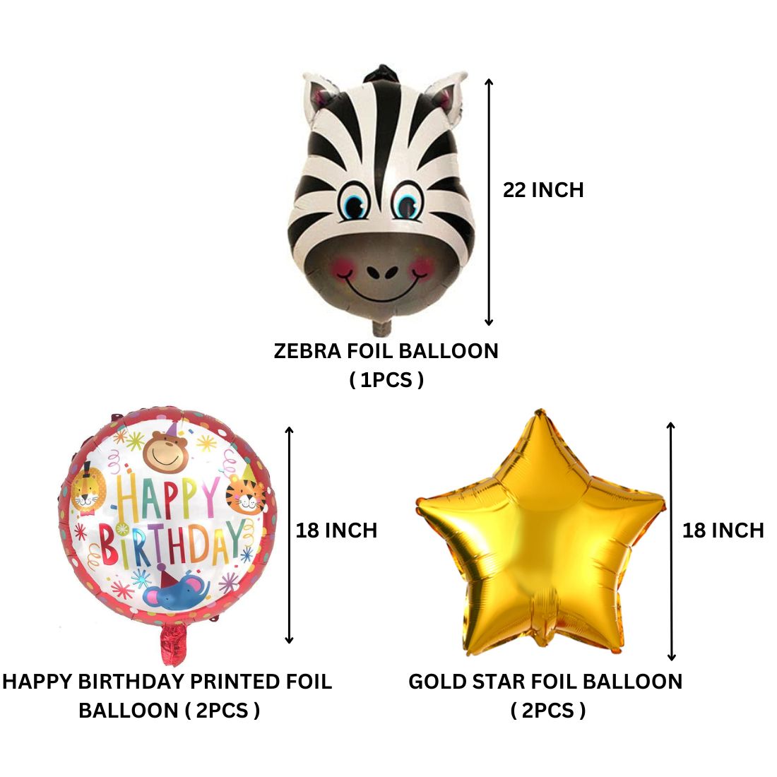 Zebra Jungle Theme Happy birthday 5 pcs
