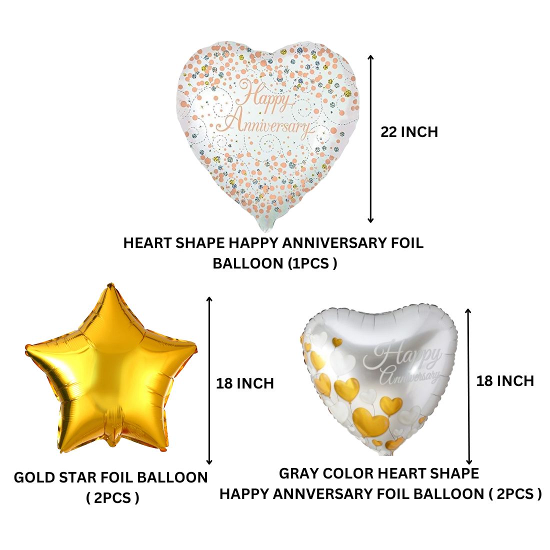 Happy Anniversary 5 pcs set Foil Balloon Party Decoration