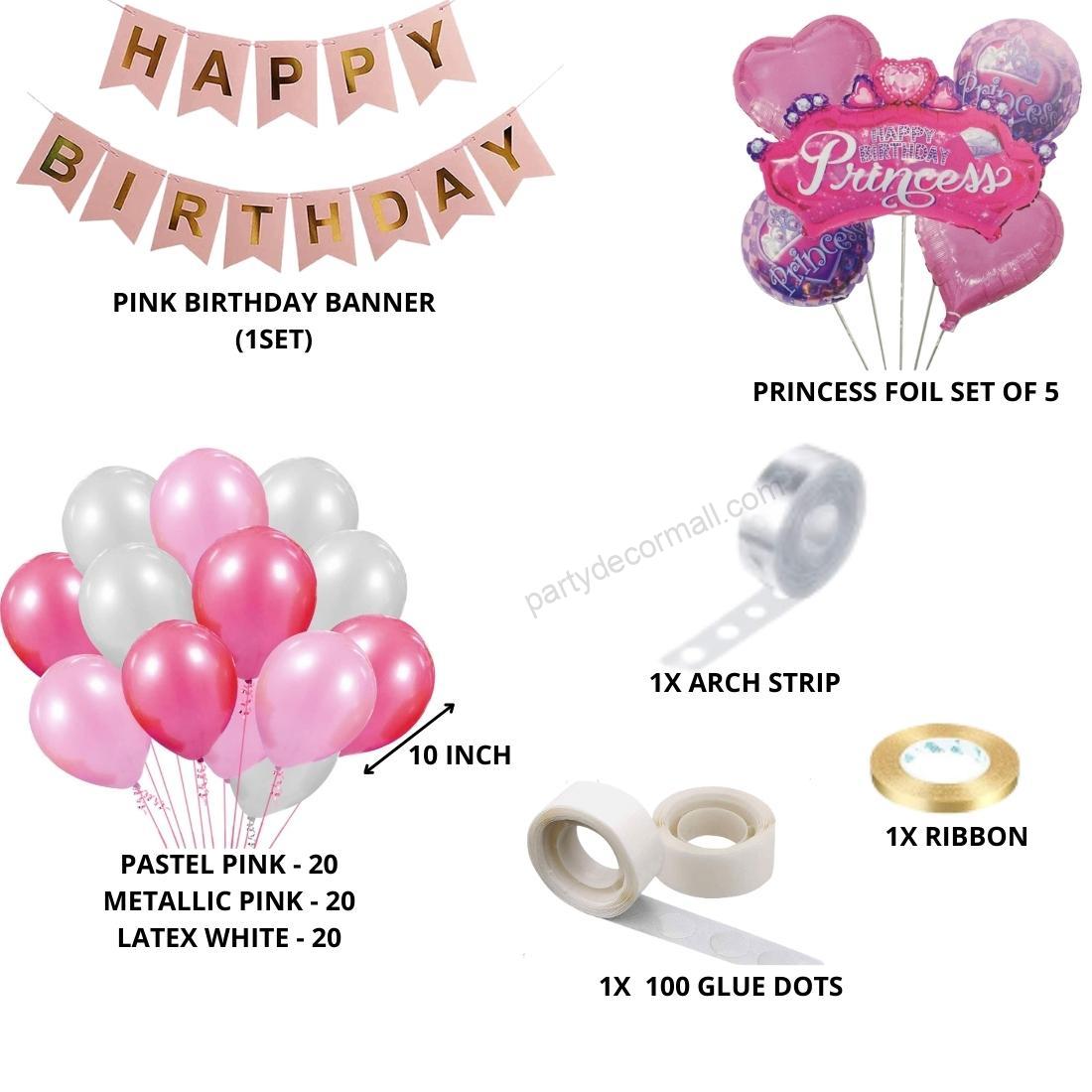 Princess Theme Birthday Balloon Decoration DIY Kit (69 Pcs)