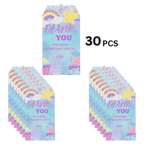 Load image into Gallery viewer, Pop It Theme Birthday Favour Tags (2 x 3.5 inches/250 GSM Cardstock/Multicolour/30Pcs)
