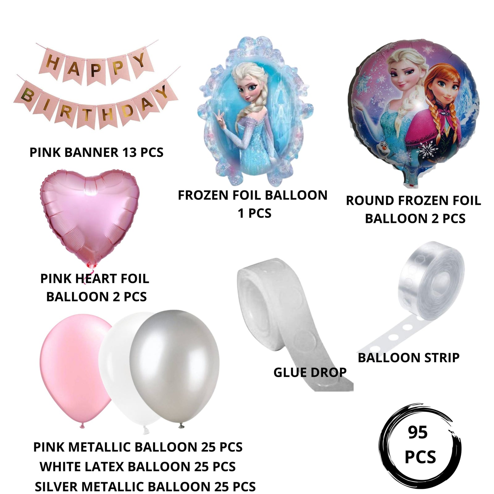 Frozen Theme Birthday Decoration for Girls 95 Pcs – Princess Elsa Birthday Party Decorations – Frozen Birthday Decorations for Girls