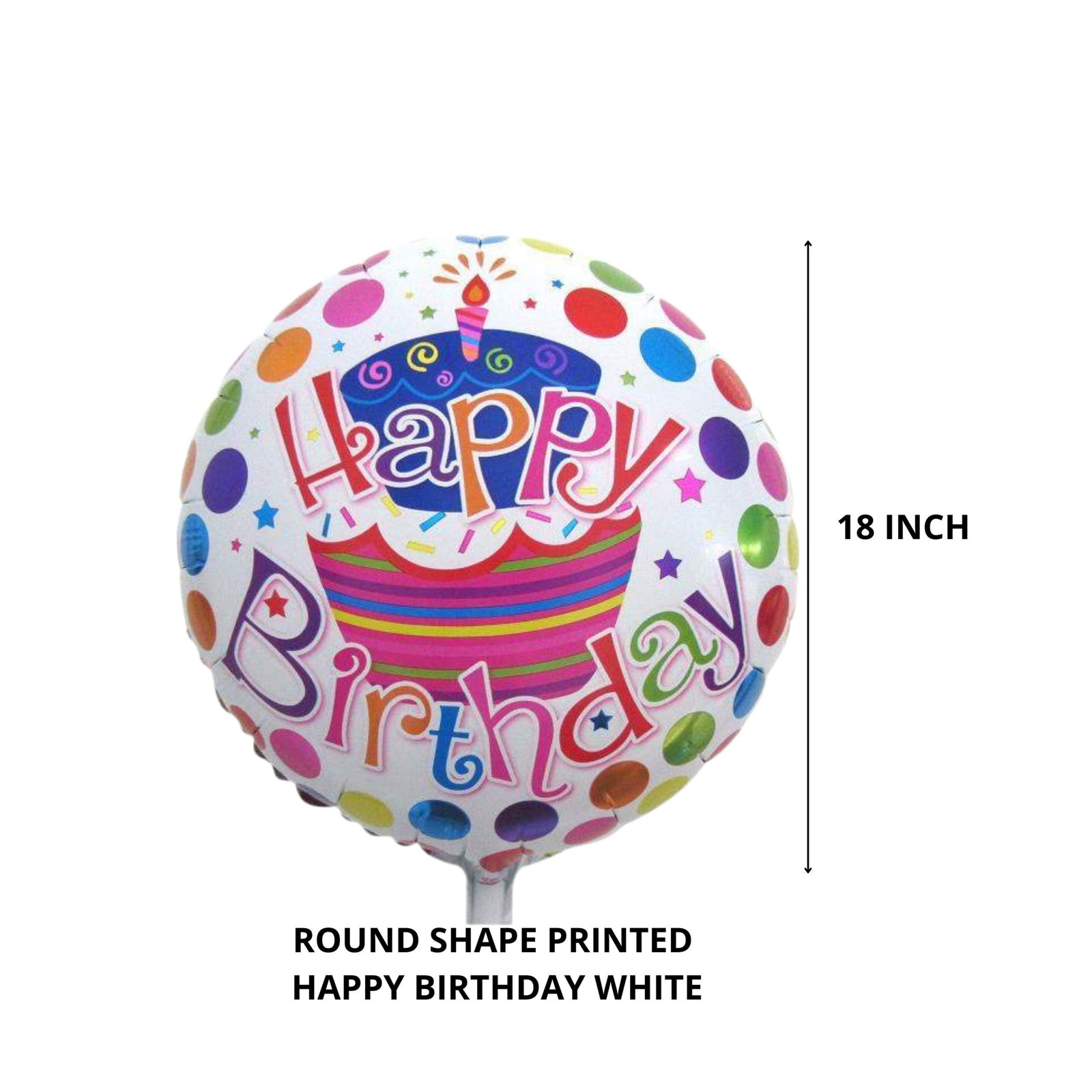 Printed Round Shape Cake Happy Birthday Foil Balloon