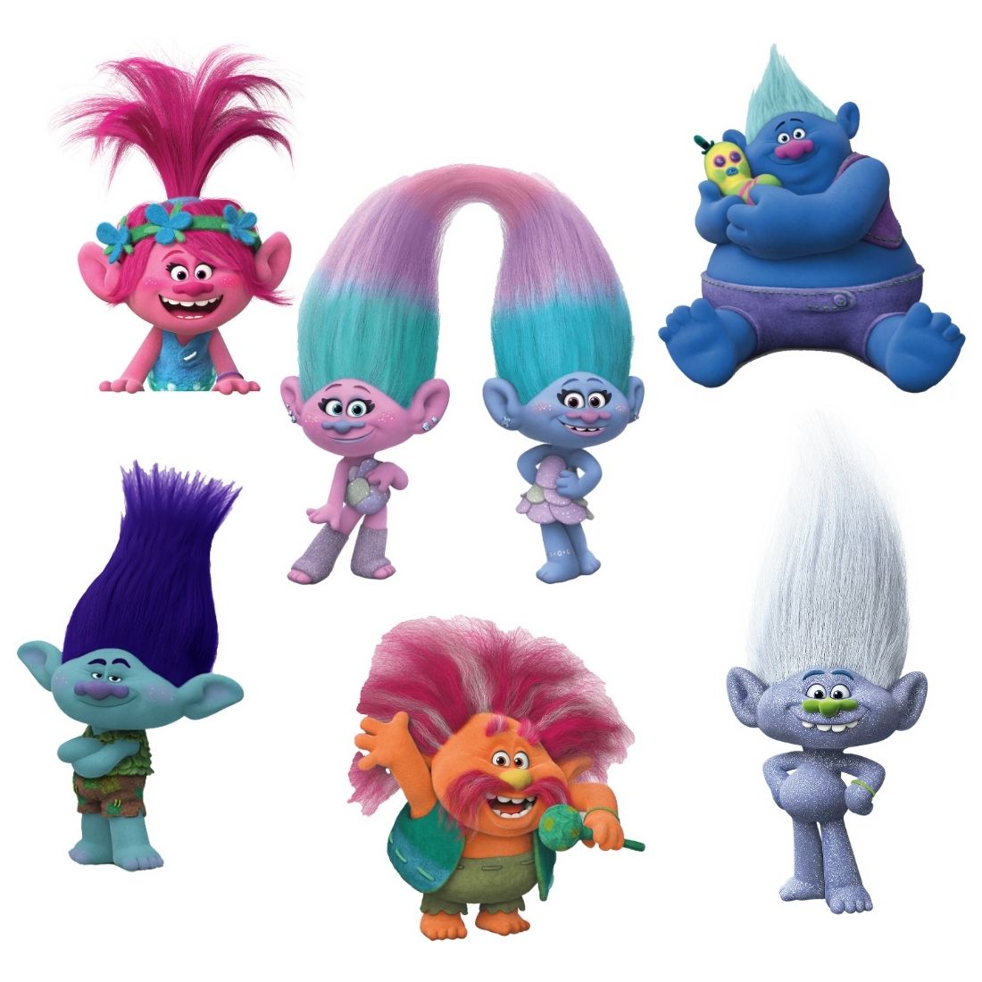 Trolls Theme Cutout (6 inches/250 GSM Cardstock/Mixcolour/12Pcs)