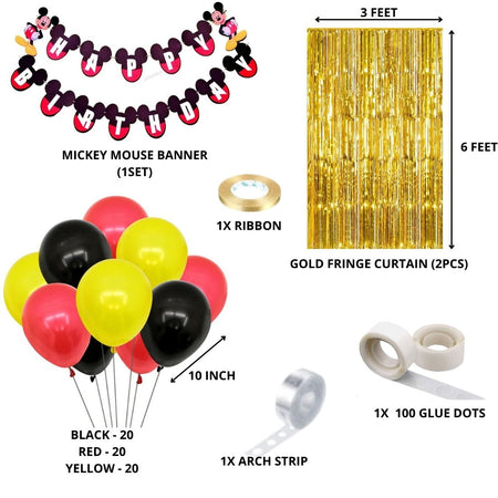 Mickey Mouse Theme Birthday Balloon Decoration DIY Kit (66 Pcs)