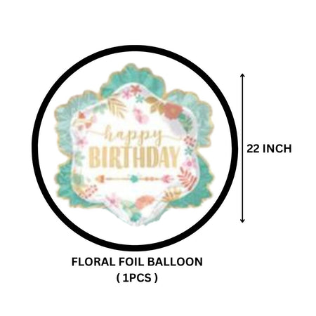 Floral Happy Birthday Foil Balloons Set of 5