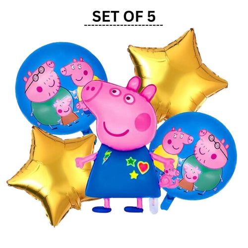 Load image into Gallery viewer, Peppa Pig Birthday Decoration Party Foil Balloon- Set of 5
