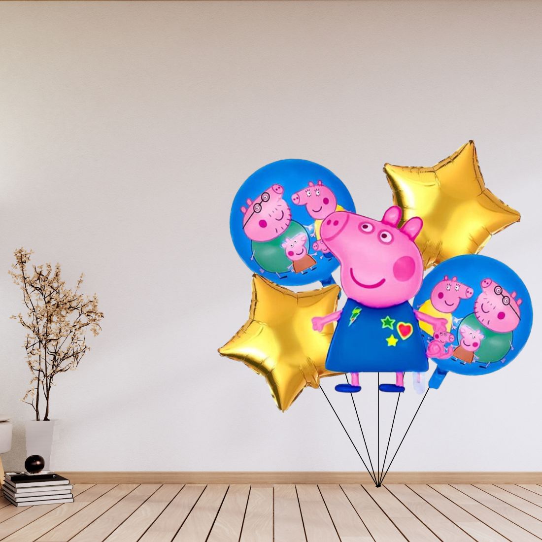 Peppa Pig Birthday Decoration Party Foil Balloon- Set of 5