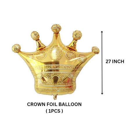 Golden Crown Foil Balloon Happy Birthday Decoration Item Prince Boy King Theme Party Decoration Foil Balloon Princess Queen Theme