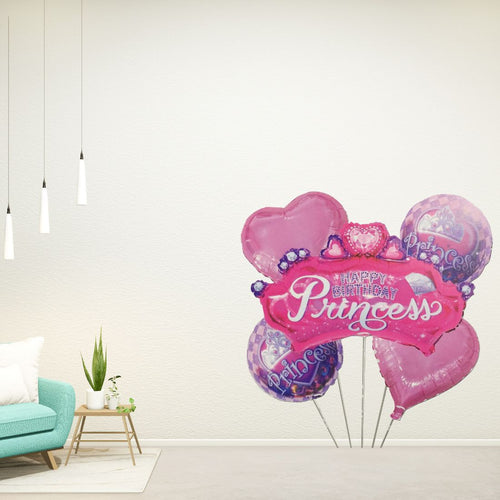 Load image into Gallery viewer, Party Decor Mall Princess Theme Foil Balloon for Birthday Parties, Celebrations and Event Decorations Set of 5
