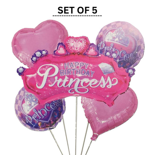 Load image into Gallery viewer, Party Decor Mall Princess Theme Foil Balloon for Birthday Parties, Celebrations and Event Decorations Set of 5
