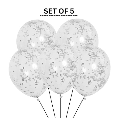 Load image into Gallery viewer, Silver Confetti Balloons - 12″ Balloons
