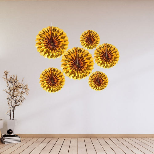 Load image into Gallery viewer, Golden Paper Fan Decoration for Birthday Decoration, Birthday Party, Wall Decoration, Hanging Decoration
