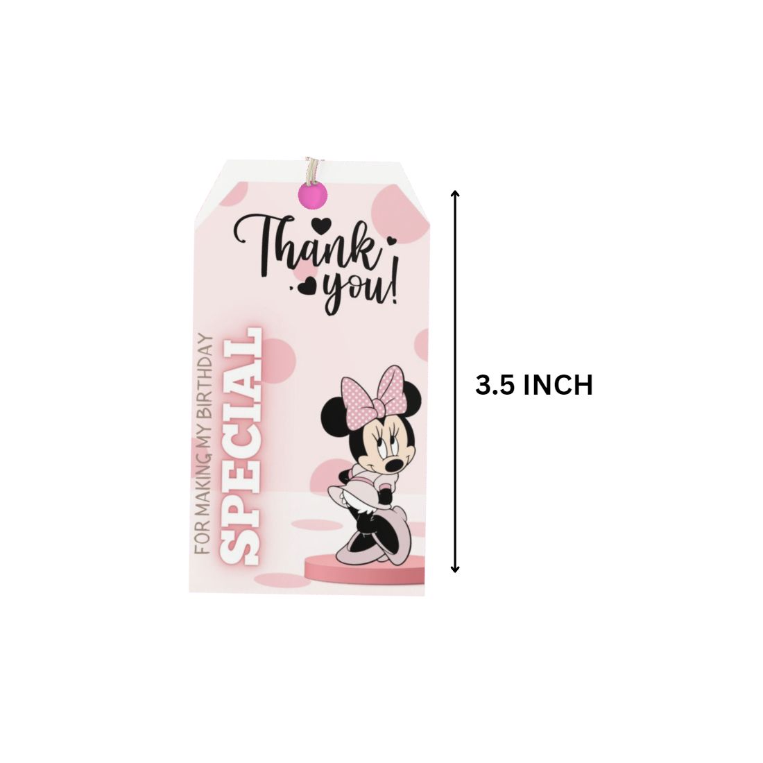 Minnie Theme Birthday Favour Tags (2 x 3.5 inches/250 GSM Cardstock/Mixcolour/30Pcs)