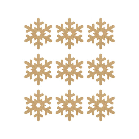 Mdf Snowflake For Christmas Decoration - Set of 9