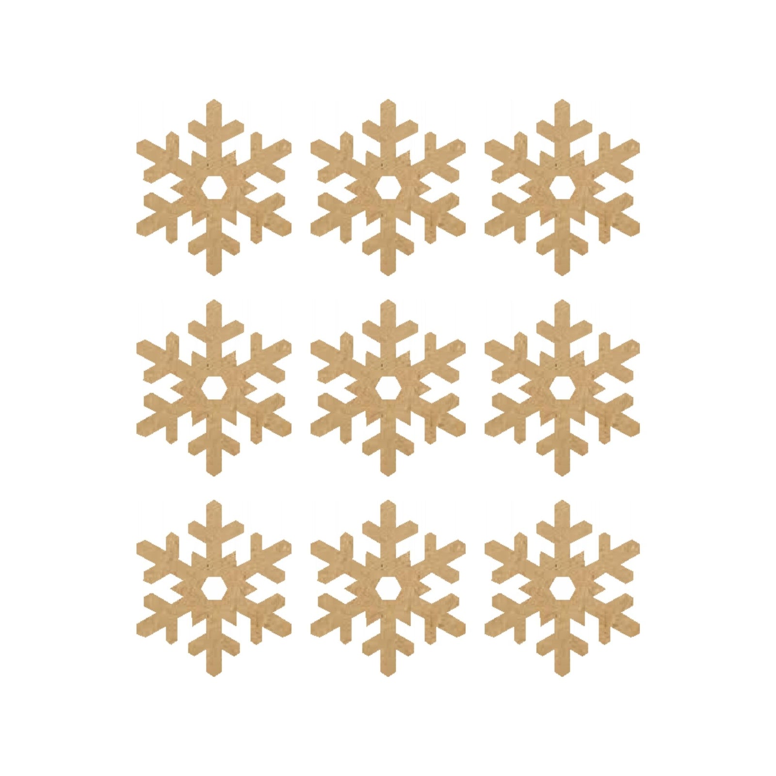 Mdf Snowflake For Christmas Decoration - Set of 9