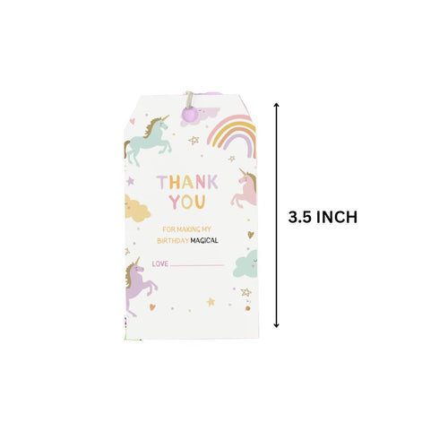 Load image into Gallery viewer, Unicorn Theme Model 3 Birthday Favour Tags (2 x 3.5 inches/250 GSM Cardstock/Multicolour/30Pcs)
