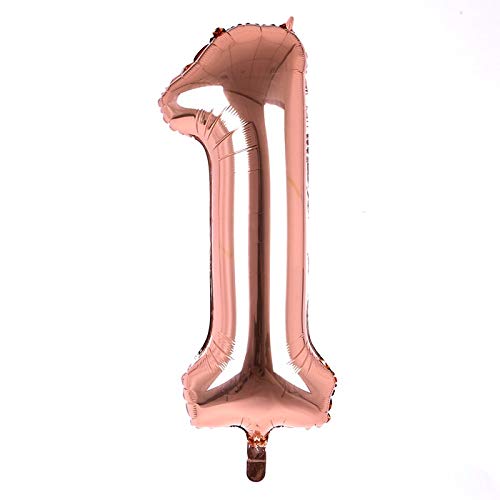 32 Inches Number Foil Balloon, Rose Gold Color, Number 1