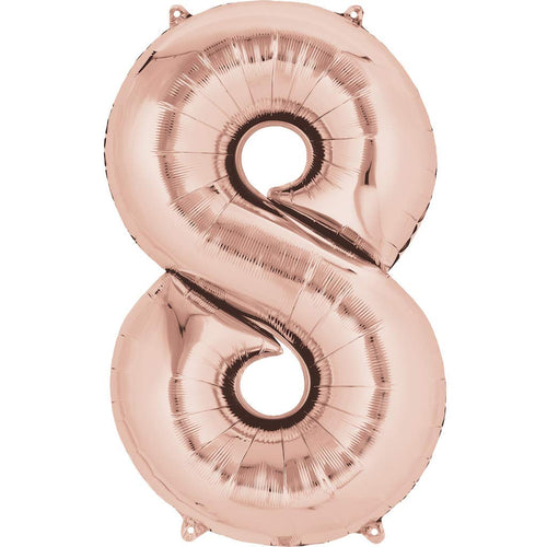 Load image into Gallery viewer, 32 Inches Number Foil Balloon, Rose Gold Color, Number 8
