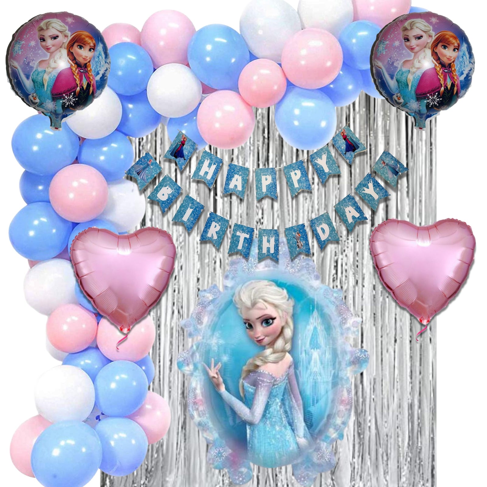 Frozen Theme Birthday Decoration for Girls 56 Pcs – Princess Elsa Birthday Party Decorations – Frozen Birthday Decorations for Girls