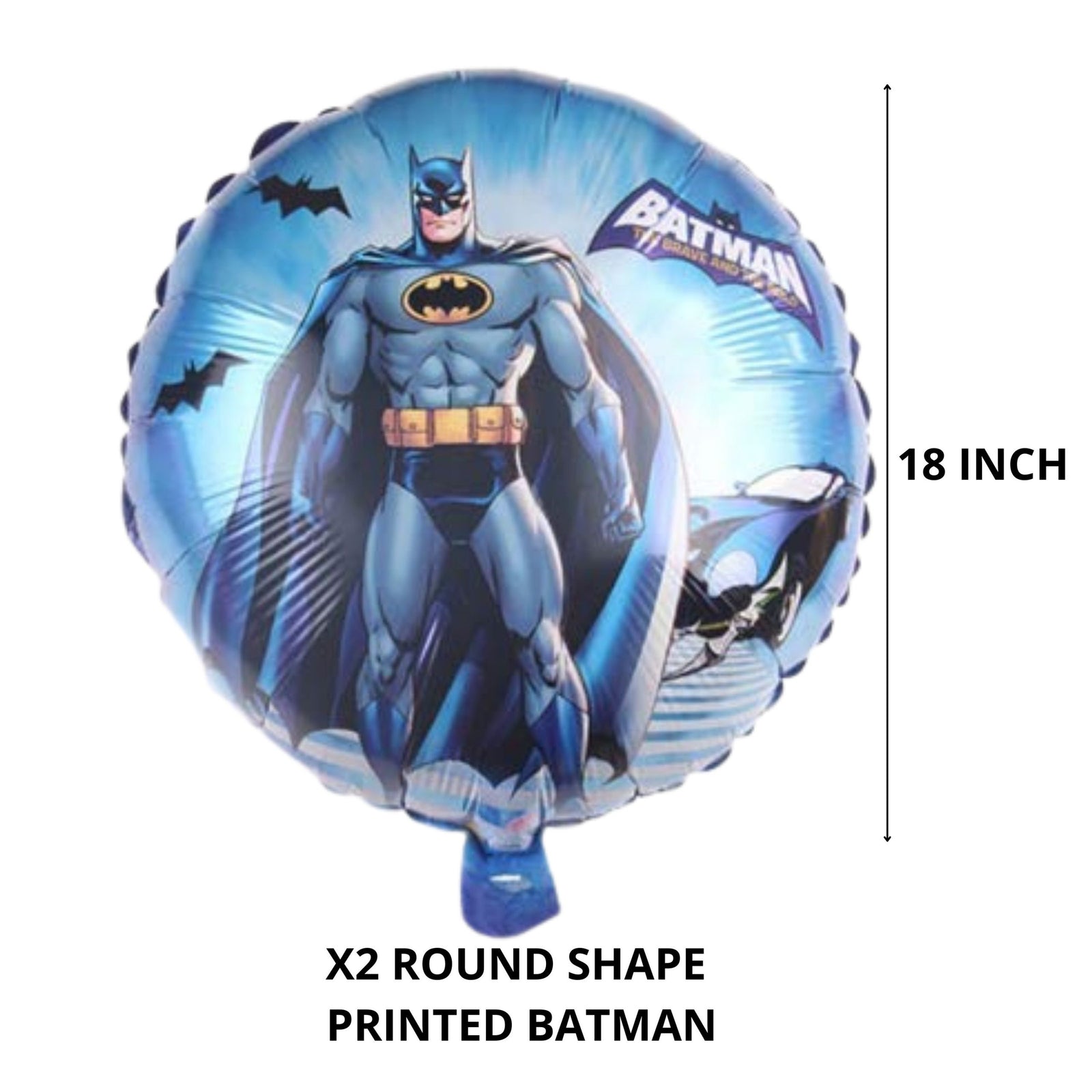 Bat Superhero Printed Theme Birthday Decoration foil Balloon ( Set of 5 ) Blue