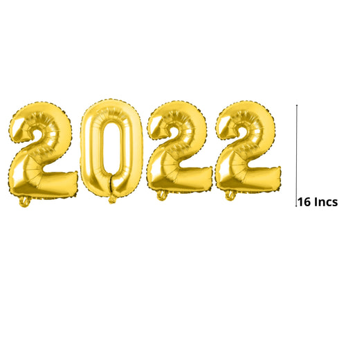 Load image into Gallery viewer, Gold Happy New Year 2023 Foil Balloon DIY Decoration Kit with Big 2023 Digits (16 pcs)
