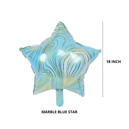 Blue Marble Star 18″ inch Foil Balloon for Happy Birthday Party, Anniversary & Valentine Day