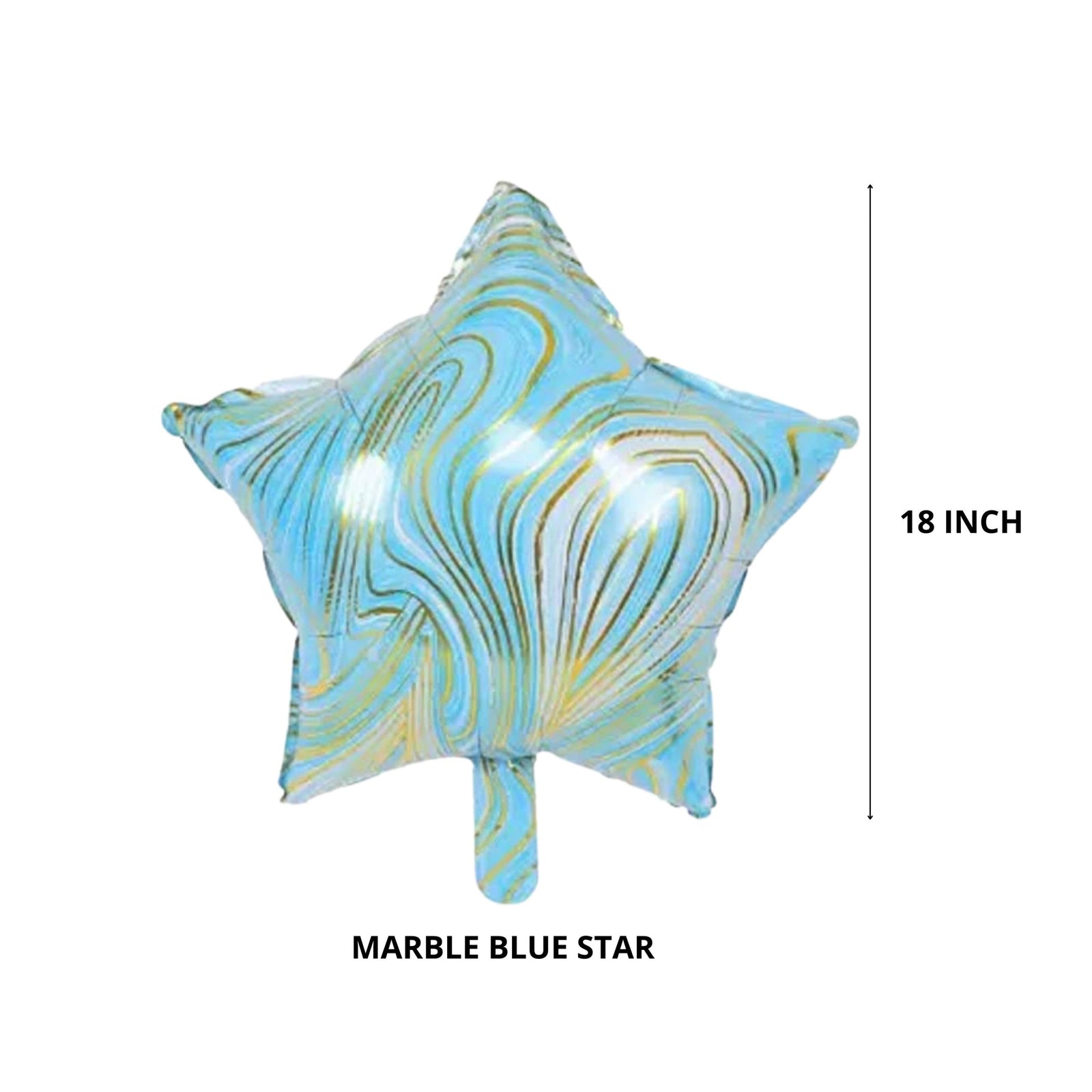 Blue Marble Star 18″ inch Foil Balloon for Happy Birthday Party, Anniversary & Valentine Day