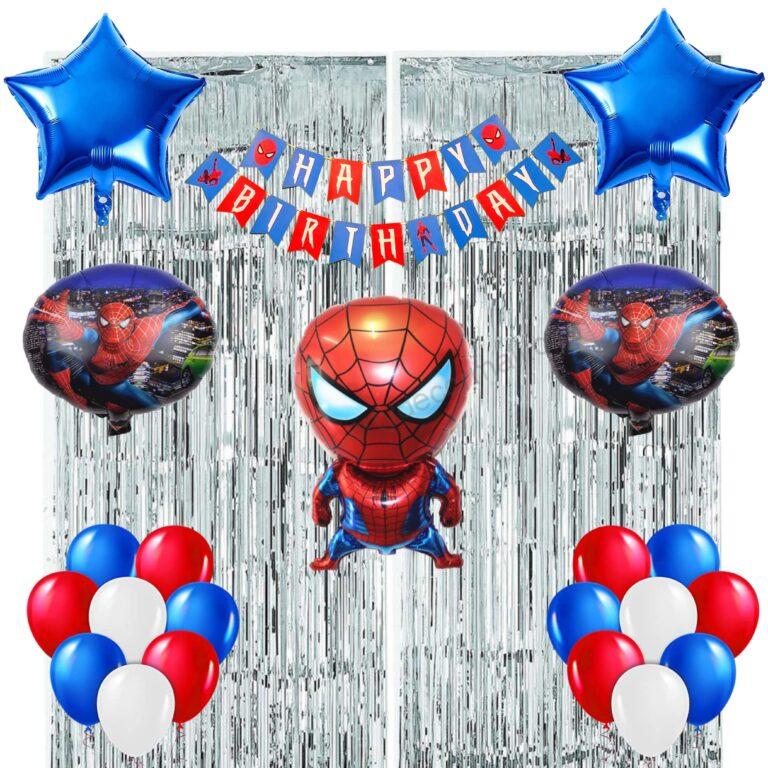 Spiderman Theme Birthday Decoration Items Kit with Foil Balloon Set
