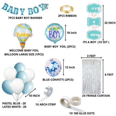 Baby Boy Theme Birthday Decoration DIY Kit (53 Pcs)