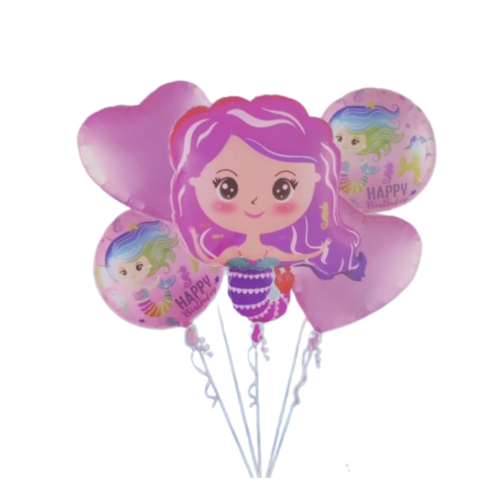 Mermaid Birthday Foil Balloons for Baby Shower Balloons Set of 5