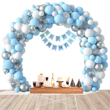 78Pcs DIY Happy Birthday Kit - White, Silver &amp; Blue Pastel Balloon, Silver Confetti Balloon &amp; Blue Happy Birthday Banner