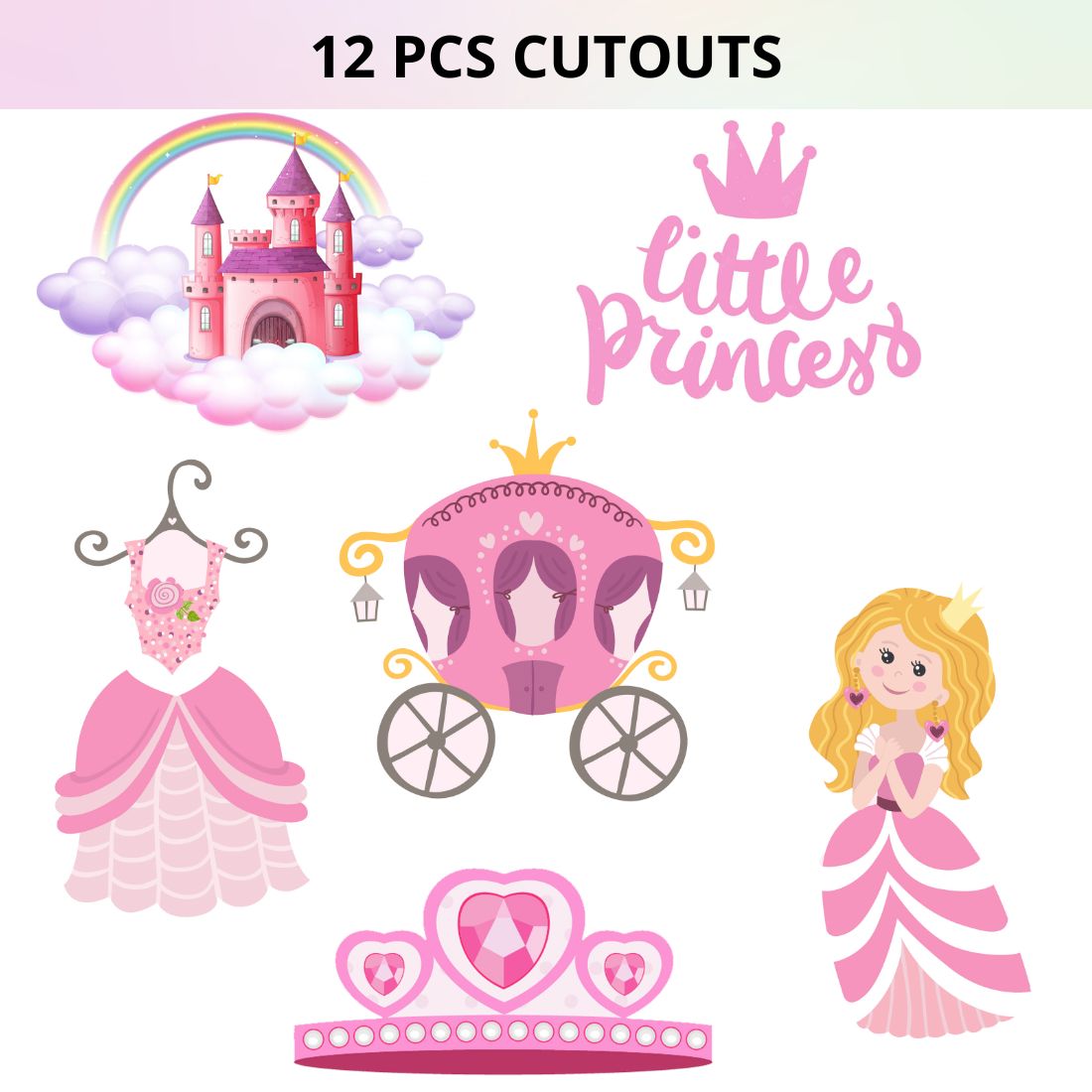 Little Princess Cut Outs Theme Birthday Decoration(12 Pcs)