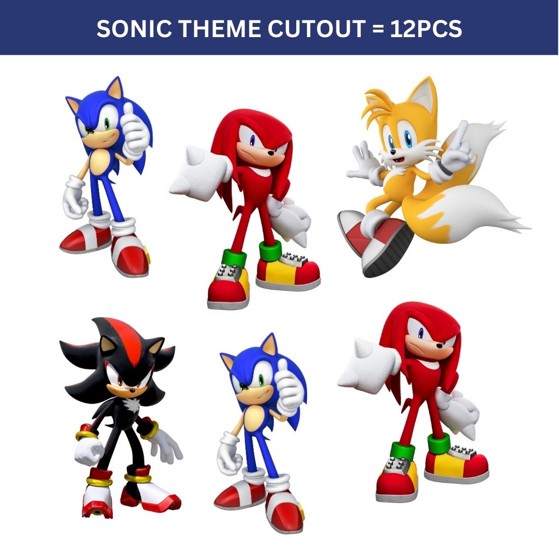 Sonic Theme Cutout (6 inches/250 GSM Cardstock/Mixcolour/12Pcs)
