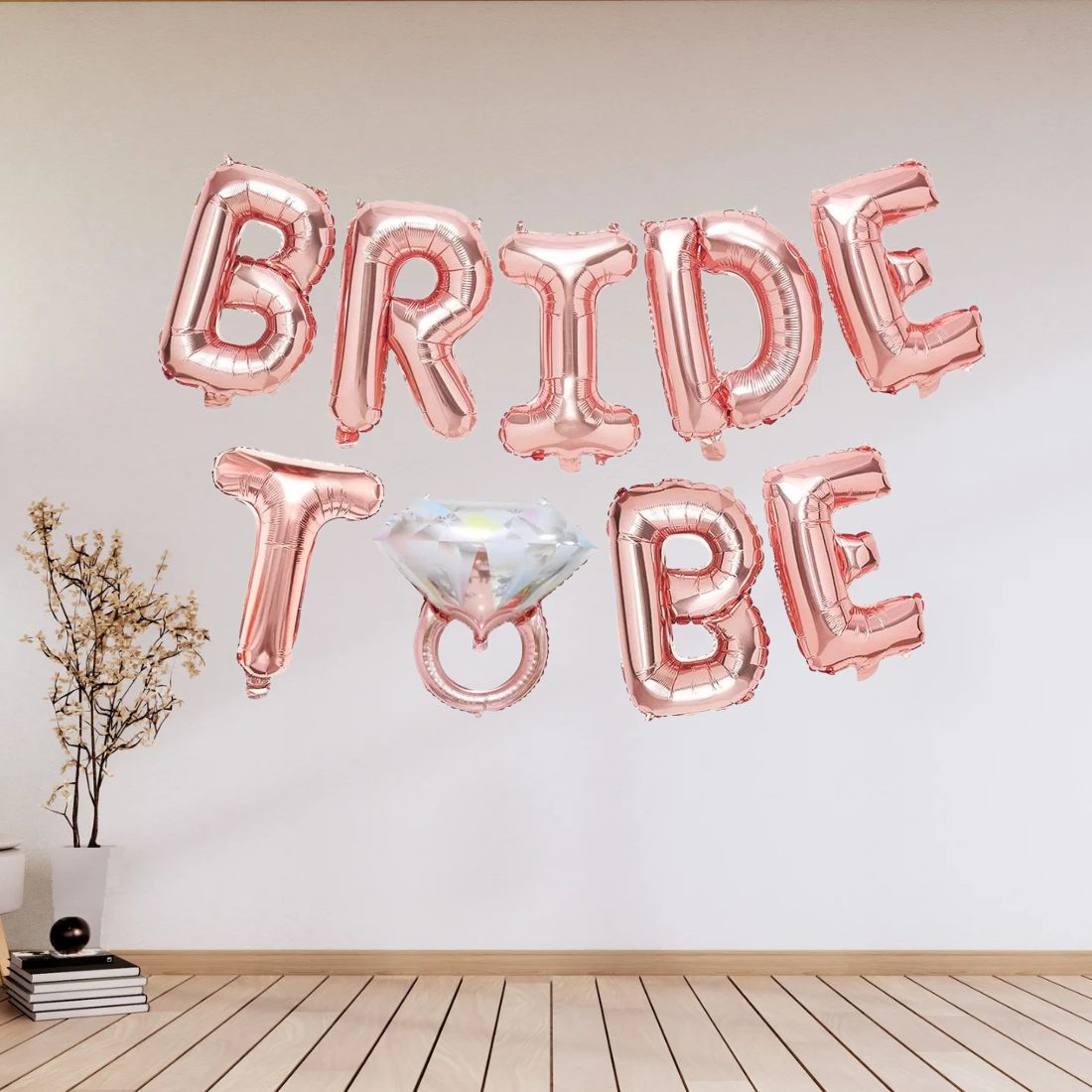 Rose Gold Bride to Be Foil Balloon with Ring Foil Balloon / Bride Balloon Banner / Bride to Be Letter Balloon