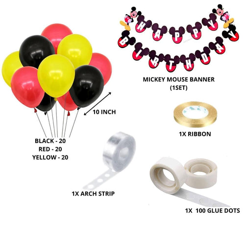 Load image into Gallery viewer, Mickey Mouse Theme Birthday Balloon Decoration DIY Kit (64 Pcs)
