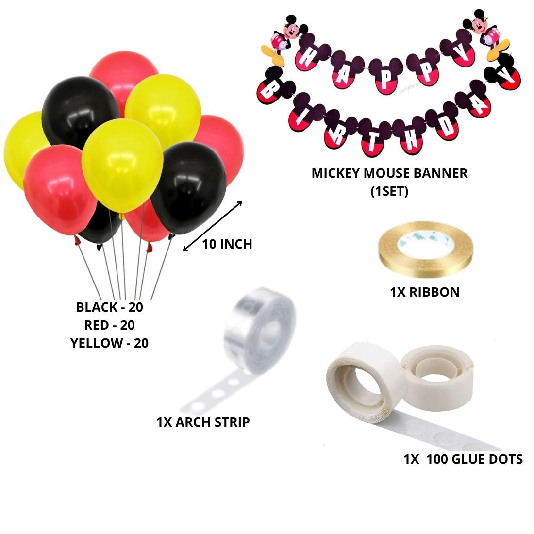 Mickey Mouse Theme Birthday Balloon Decoration DIY Kit (64 Pcs)