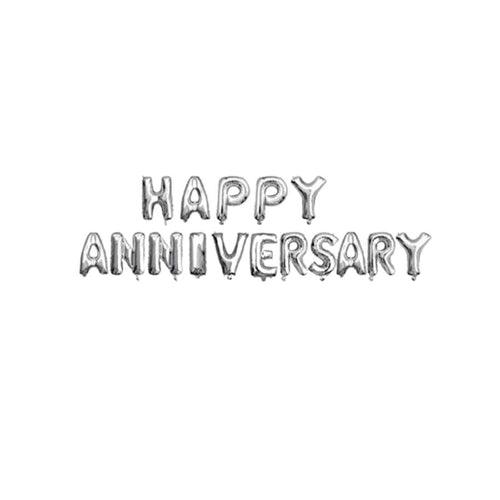 Load image into Gallery viewer, Happy Anniversary Decorations Silver Foil Balloon for Home Decoration 16&quot;Size for Husband Wife/ Anniversary Celebration Balloons
