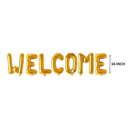 Welcome Letter Foil Balloon/ Anniversary Party Decoration Items - Golden