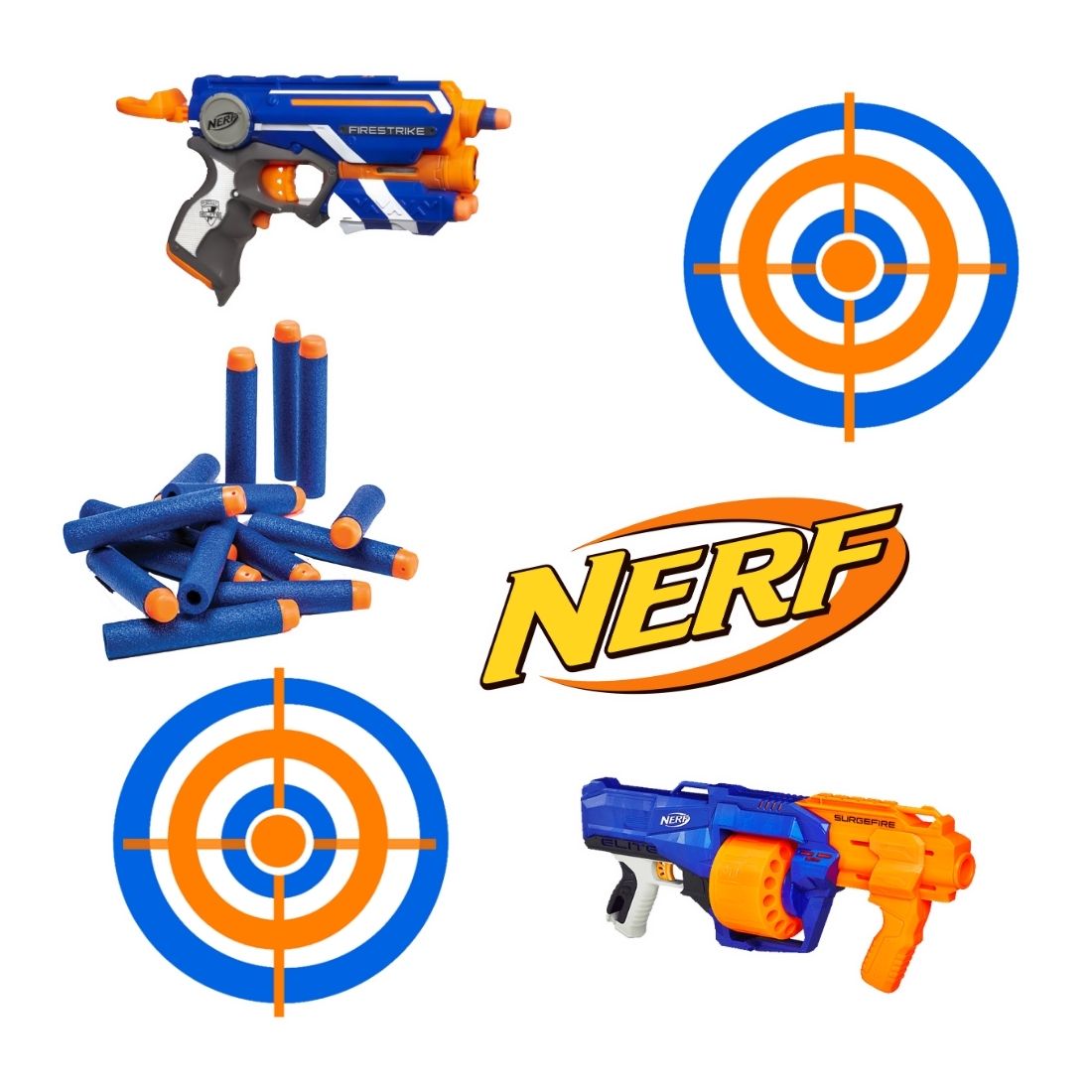Nerf Theme Cutout (6 inches/250 GSM Cardstock/Mixcolour/12Pcs)