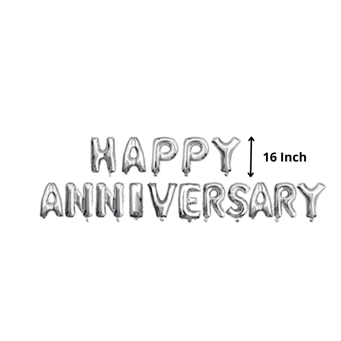 Happy Anniversary Decorations Silver Foil Balloon for Home Decoration 16"Size for Husband Wife/ Anniversary Celebration Balloons