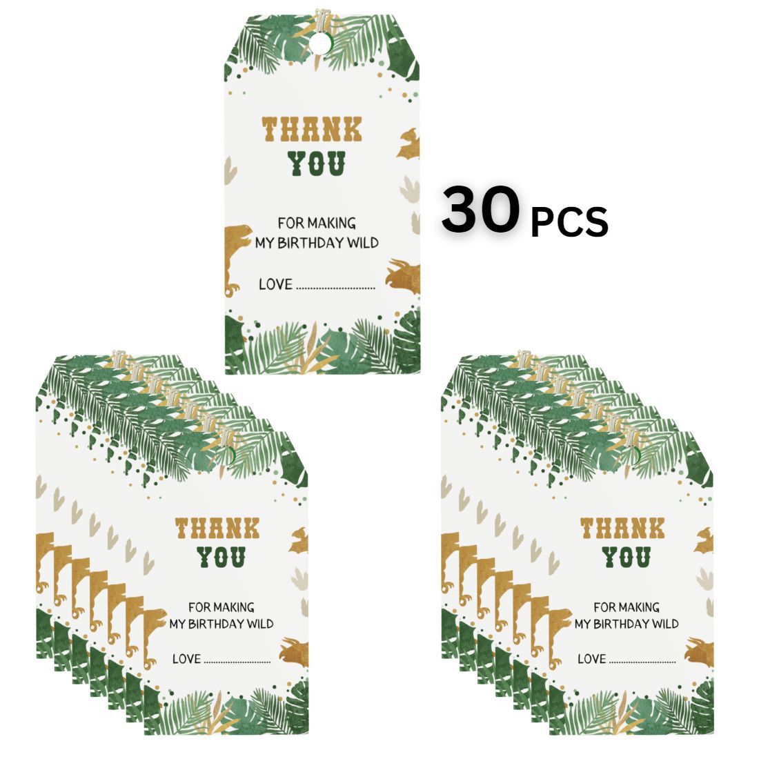 Dinosaur Theme Birthday Favour Tags (2 x 3.5 inches/250 GSM Cardstock/Multicolour/30Pcs)