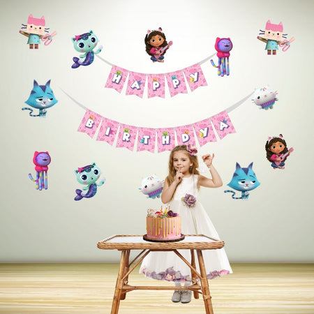 Gabby Doll House Theme Birthday Party Decorations - Banner,& Cutout (6 Inches/250 GSM Cardstock/Mixcolour/25Pcs)
