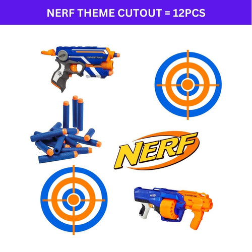 Load image into Gallery viewer, Nerf Theme Cutout (6 inches/250 GSM Cardstock/Mixcolour/12Pcs)
