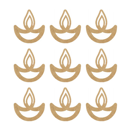 Wooden Diya Shape Diwali Decoration Bunting (9 Pcs)