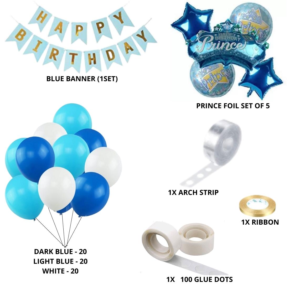 Blue Prince Theme Birthday Balloon Decoration DIY Kit (69 Pcs)